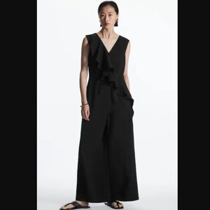 NEW Cos Black Ruffled Jumpsuit Size 6